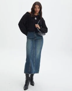 Ladder Knit Jumper -Everrastyle Shop lizzy ladder black full kl124032knt