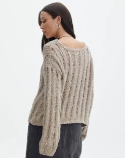 Ladder Knit Jumper -Everrastyle Shop lizzy ladder neutral marle back kl124032knt