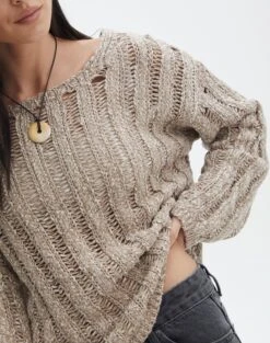 Ladder Knit Jumper -Everrastyle Shop lizzy ladder neutral marle imageback kl124032knt