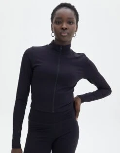 Active Supersoft Long Sleeve Zip Front Crop Top