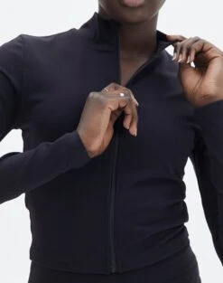 Active Supersoft Long Sleeve Zip Front Crop Top -Everrastyle Shop loko long sleeve zip front top black imageback tc105938ss