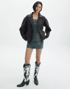 Western Two Tone Faux Leather Embossed Boot 26 Western Two Tone Faux Leather Embossed Boot -Everrastyle Shop lola cowboy boot greenwhite full sh53399tt