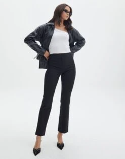 Pinstripe High Rise Flared Ponte Pant 20 Pinstripe High Rise Flared Ponte Pant -Everrastyle Shop lolo low rise kick flare black pinstripe front pw83861stp 3