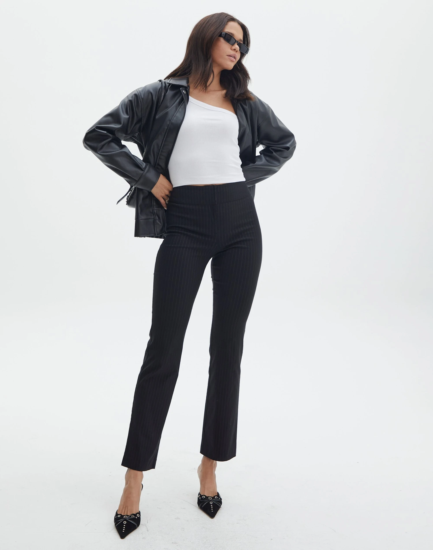 Pinstripe High Rise Flared Ponte Pant 9 Pinstripe High Rise Flared Ponte Pant - Image 7