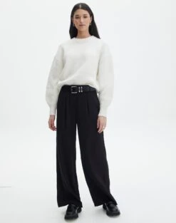 Double Tie Front Ribbed Knit Top -Everrastyle Shop lorence tailored pant black front pw69506pln 16