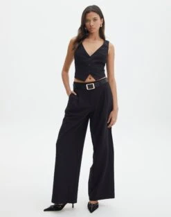 Oversized Baggy Tee -Everrastyle Shop loretta wide leg pant black front pw51730pln 2