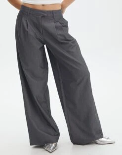 Mid Rise Wide Leg Pant -Everrastyle Shop loretta wide leg pant charcoal marle full pw51730pln