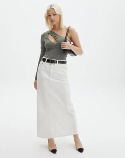 Supersoft One Shoulder Long Sleeve Cut Out Bodysuit -Everrastyle Shop lua asymmetric cut out bodysuit cypress full tb116518pch