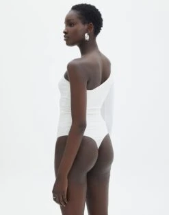 Supersoft One Shoulder Long Sleeve Cut Out Bodysuit -Everrastyle Shop lua asymmetric cut out bodysuit milk back tb116518pch