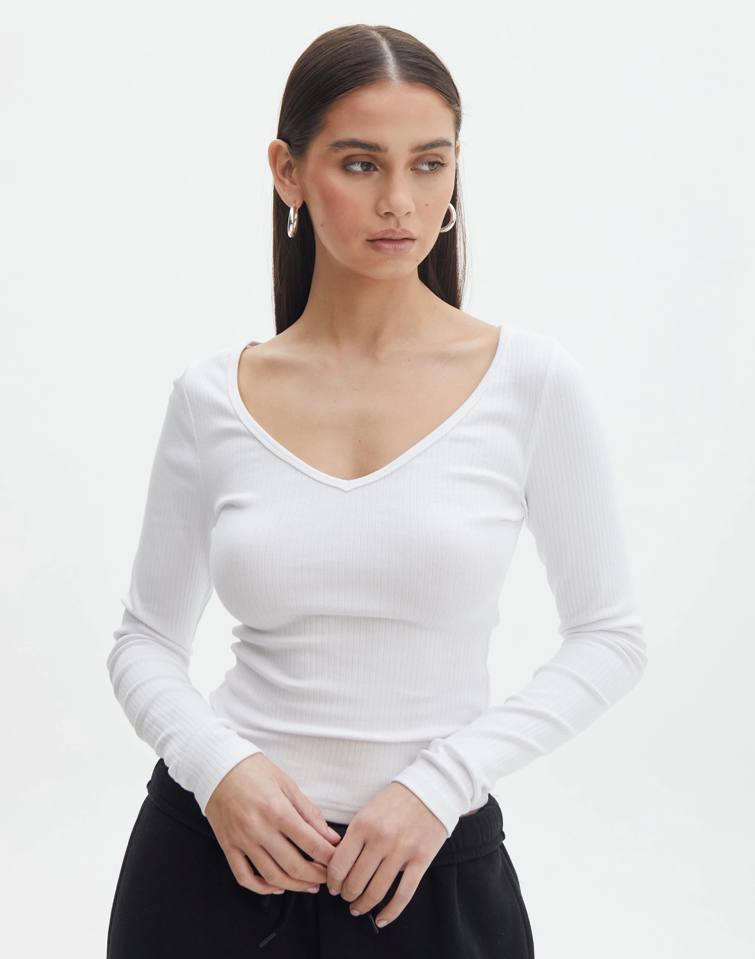 Pointelle Curve Hem Cropped Long Sleeve Top 18 Pointelle Curve Hem Cropped Long Sleeve Top - Image 16