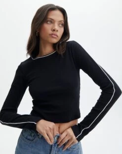 Contrast Stitch Long Sleeve Top