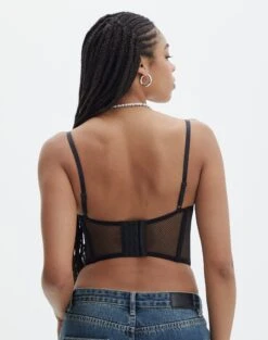 Mesh Detailed Corset Top -Everrastyle Shop mika mesh corset black back ut113858pln
