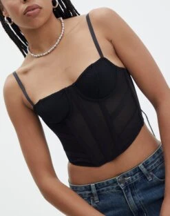 Mesh Detailed Corset Top -Everrastyle Shop mika mesh corset black imageback ut113858pln