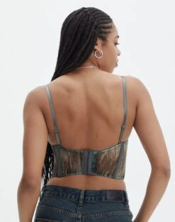 Printed Mesh Crop Corset Top -Everrastyle Shop mika mesh corset cypress waters back ut113858prt