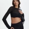 Sheer Backless Long Sleeve Crop Top -Everrastyle Shop mila underwire super crop black front tl112008msh