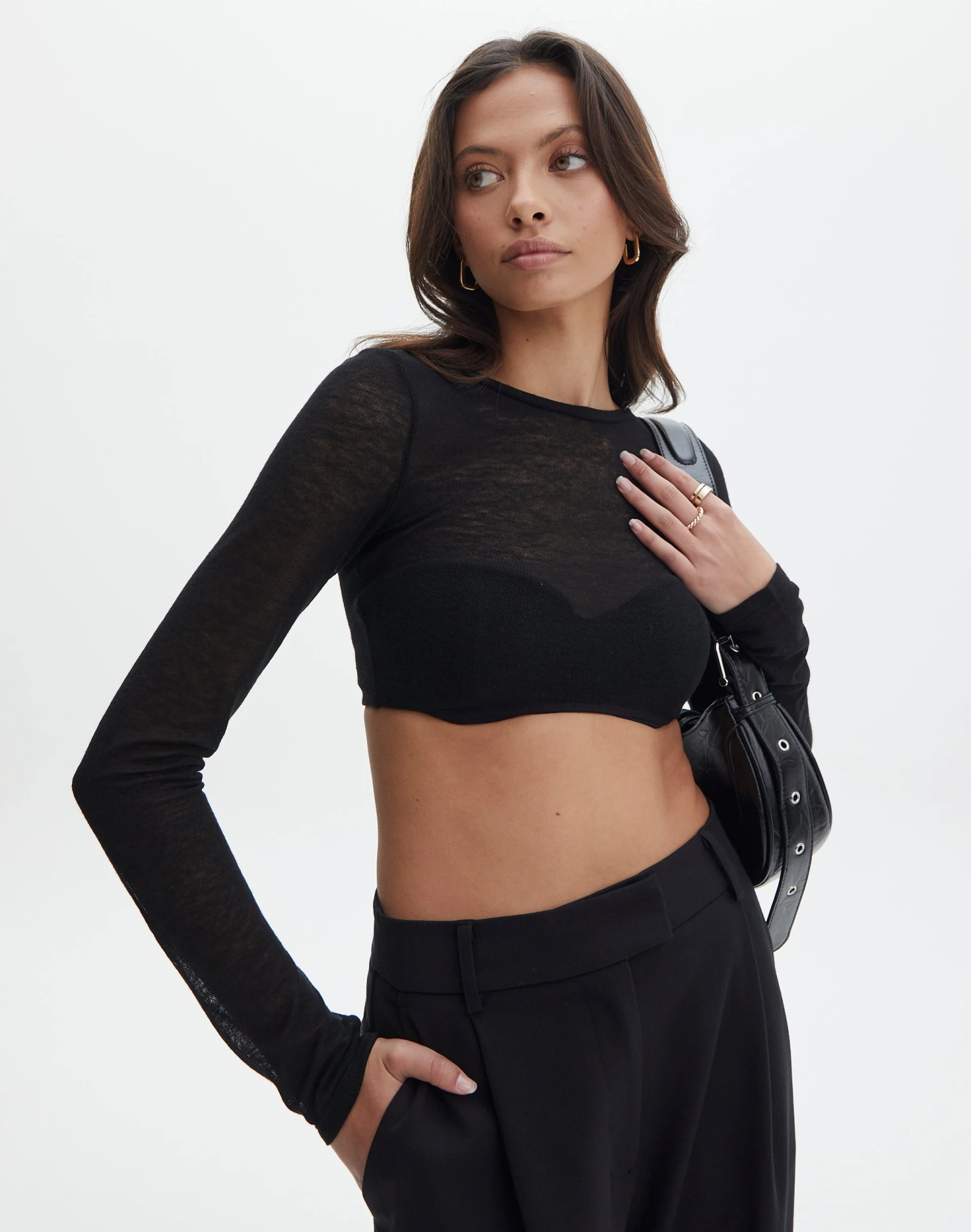 Sheer Backless Long Sleeve Crop Top 3 Sheer Backless Long Sleeve Crop Top
