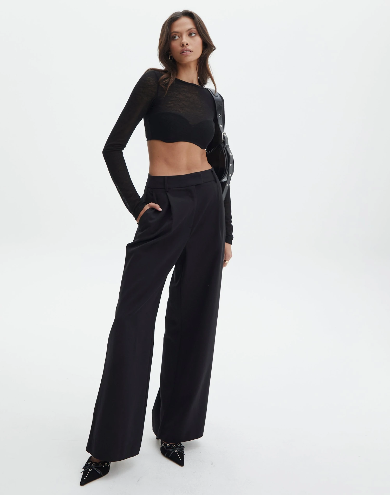 Sheer Backless Long Sleeve Crop Top 4 Sheer Backless Long Sleeve Crop Top - Image 2
