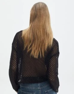 Knit Mesh Long Sleeve Top -Everrastyle Shop millie mesh net black back kl124087knt