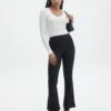 Pinstripe High Rise Flared Ponte Pant -Everrastyle Shop minogue high rise flare ponte black pinstripe front pw52146str 3
