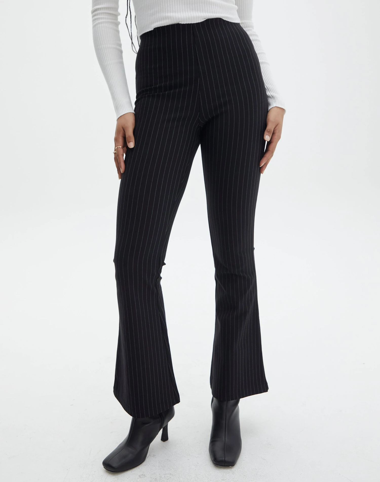Pinstripe High Rise Flared Ponte Pant 4 Pinstripe High Rise Flared Ponte Pant - Image 2