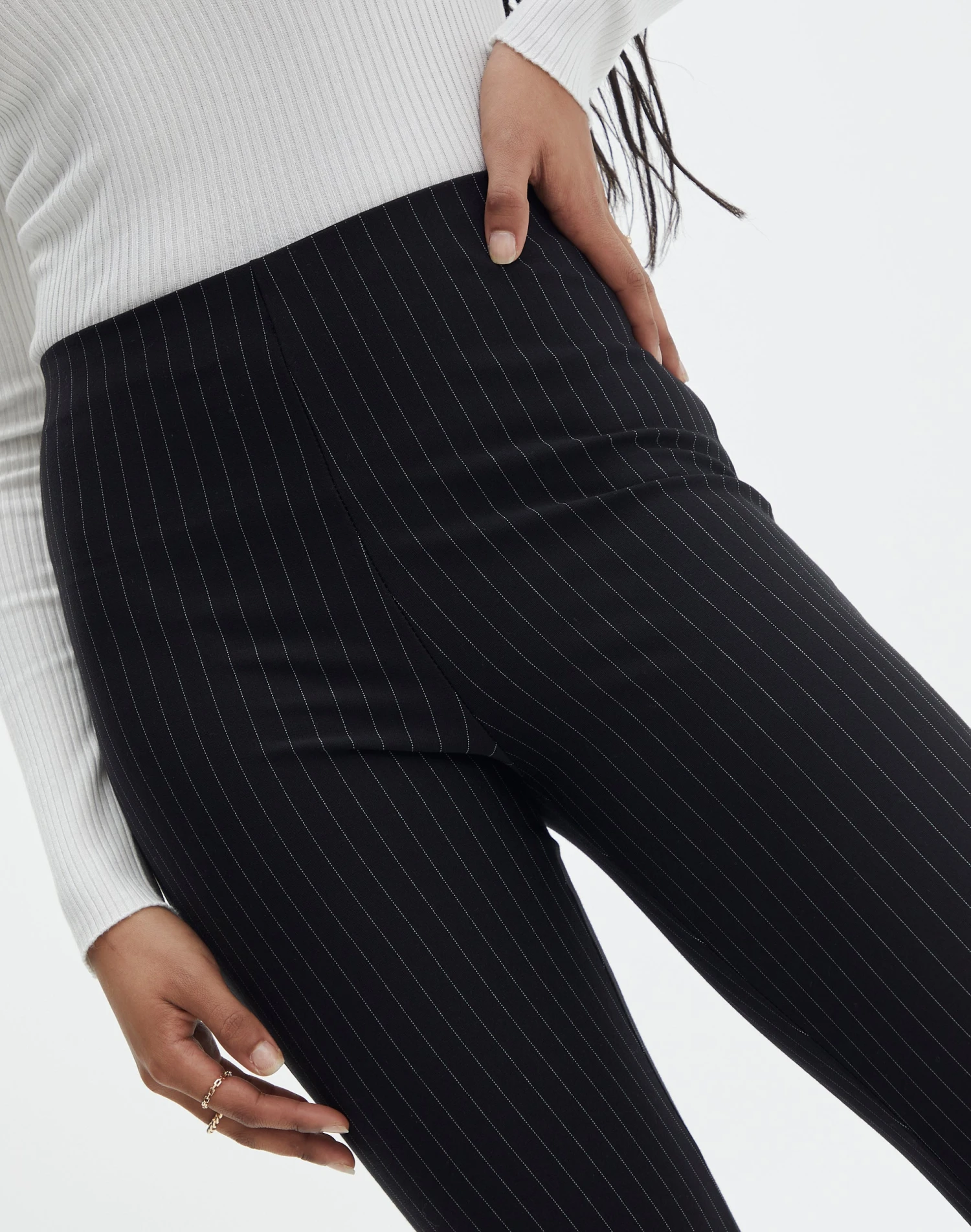 Pinstripe High Rise Flared Ponte Pant 6 Pinstripe High Rise Flared Ponte Pant - Image 4
