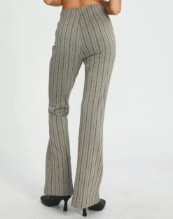 High Rise Pinstripe Flare Ponte Pant -Everrastyle Shop minogue super flare ponte pants neutral pinstripe back pw52146stp