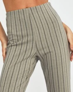 High Rise Pinstripe Flare Ponte Pant -Everrastyle Shop minogue super flare ponte pants neutral pinstripe imageback pw52146stp