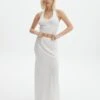 Drawstring Satin Maxi Skirt -Everrastyle Shop molly satin maxi skirt white front sl137027satl