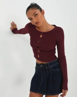 Long Sleeve Cut Out Ribbed Top