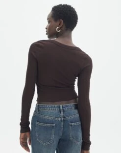 Scoop Neck Long Sleeve Crop Top -Everrastyle Shop mylie wide rib scoop its soy cute back tl111290vis