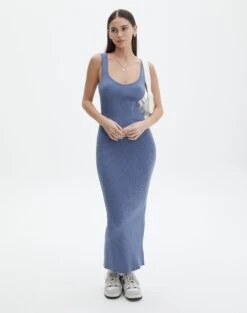 Scoop Neck Ribbed Knit Midi Dress -Everrastyle Shop nia knit dress moby dick front kd109815knt 3