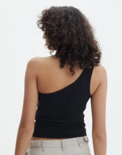 Crop Ribbed One Shoulder Tank -Everrastyle Shop o albo asymmetric tank black back tv128401orib