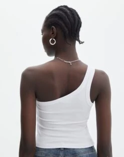 Crop Ribbed One Shoulder Tank -Everrastyle Shop o albo asymmetric tank white back tv128401orib
