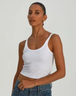 Cropped Cap Sleeve Knit Top 40 Cropped Cap Sleeve Knit Top -Everrastyle Shop o bob strappy tank white front tv55485orib