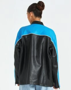 Faux Leather Oversized Moto Jacket 20 Faux Leather Oversized Moto Jacket -Everrastyle Shop oatman oversized moto jacket colour block back jw101770pu