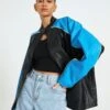Faux Leather Oversized Moto Jacket -Everrastyle Shop oatman oversized moto jacket colour block front jw101770pu 1