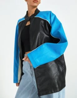 Faux Leather Oversized Moto Jacket 21 Faux Leather Oversized Moto Jacket -Everrastyle Shop oatman oversized moto jacket colour block imageback jw101770pu