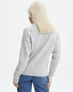 Long Sleeve Collared Knit 29 Long Sleeve Collared Knit -Everrastyle Shop obisanya open neck pale grey marle back kl78685rpol