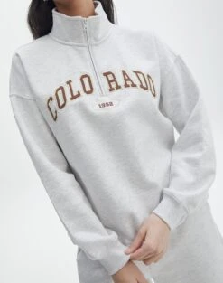 Oversized Embroidered Quarter Zip Sweater 36 Oversized Embroidered Quarter Zip Sweater -Everrastyle Shop olivia oversized quarter zip coloradosnow marle imageback tl97172oemb