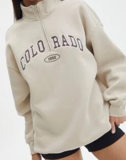 Oversized Embroidered Quarter Zip Sweater 41 Oversized Embroidered Quarter Zip Sweater -Everrastyle Shop olivia oversized quarter zip coloradowhat the shell imageback tl97172oemb