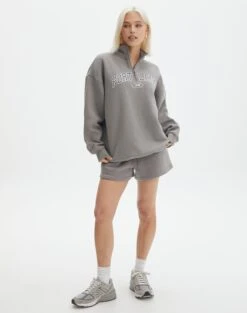 Oversized Embroidered Quarter Zip Sweater 28 Oversized Embroidered Quarter Zip Sweater -Everrastyle Shop olivia oversized quarter zip portland gunsmoke full tl97172oemb