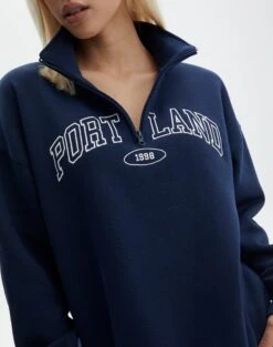 Oversized Embroidered Quarter Zip Sweater 25 Oversized Embroidered Quarter Zip Sweater -Everrastyle Shop olivia oversized quarter zip portlandnaughtical imageback tl97172oemb