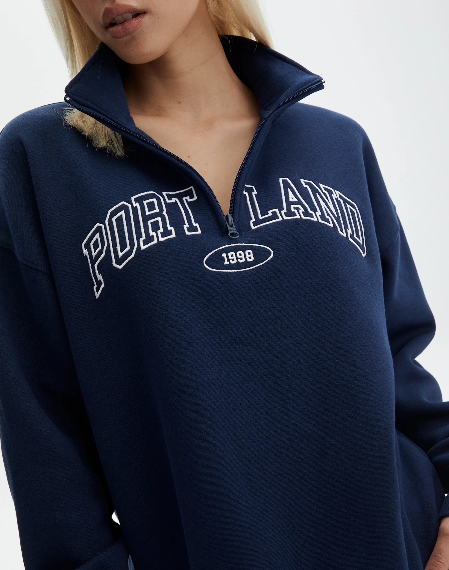 Oversized Embroidered Quarter Zip Sweater 6 Oversized Embroidered Quarter Zip Sweater - Image 4