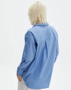Oversized Cotton Shirt -Everrastyle Shop ollie poplin oversized shirt cowboy blues back bl48432pop