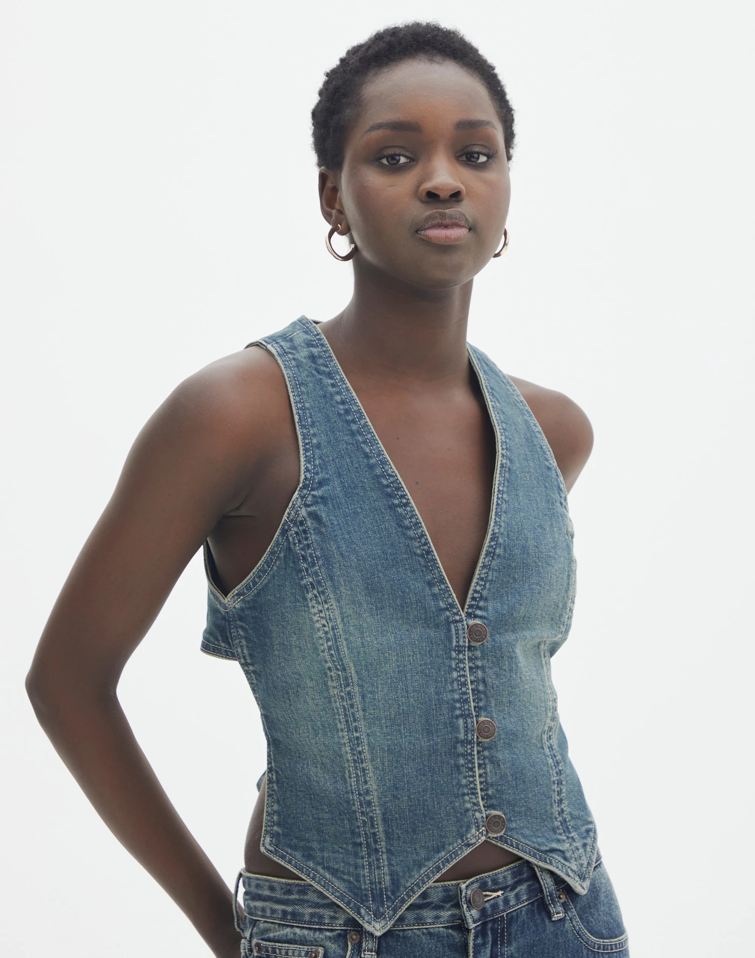 Denim V Neck Waistcoat 18 Denim V Neck Waistcoat - Image 16
