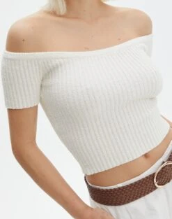 Knit Off The Shoulder Crop Top 26 Knit Off The Shoulder Crop Top -Everrastyle Shop opal off the shoulder top milk imageback ks130295knt