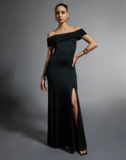 Knit Long Sleeve Keyhole Maxi Dress -Everrastyle Shop ophelia off shoulder black front dl138484pln 9