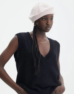 Crochet Knit Long Sleeve Top -Everrastyle Shop oui oui beret rose and thorne front ha107918knt