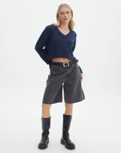 V-Neck Drop Shoulder Knit Jumper -Everrastyle Shop paige preppy v neck naughtical full kl90519oca