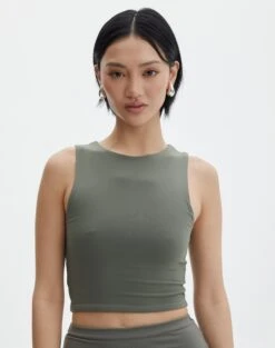 Supersoft High Neck Crop Tank -Everrastyle Shop penelope super soft tank cypress front tv106845pch